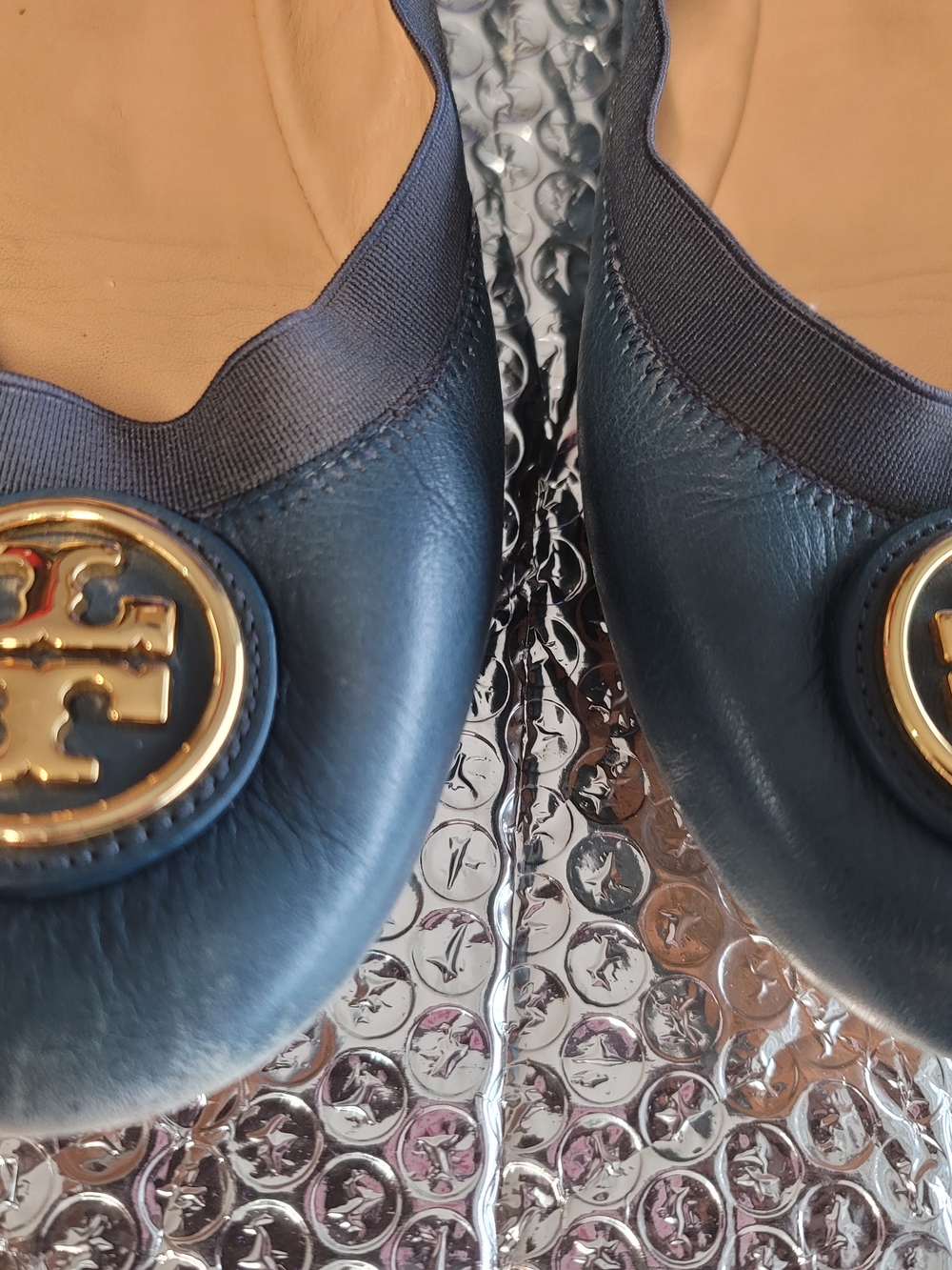 Tory Burch Blue Leather Reva Ballet Flats - Picture 2 of 5